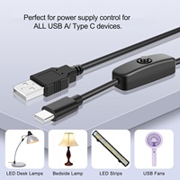 Cable de interruptor USB tipo C de 5V 3A, cargador de alimentación, Cable de PVC de 1M y 3,3 pies con interruptor de encendido y APAGADO para Cable de tira de luces LED