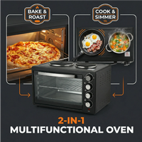 Four à toaster électrique grande capacité 48L, 2 plaques chauffantes, multifonctionnel, cuisson, grillage, maintien au chaud, 1000W, usage domestique et commercial