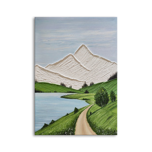 Hand Painted Oil Painting Mountain Landscape <b>Art</b> With Frame For Living Room Entryway Modern Home Decor 100% Handmade - Product Image 5