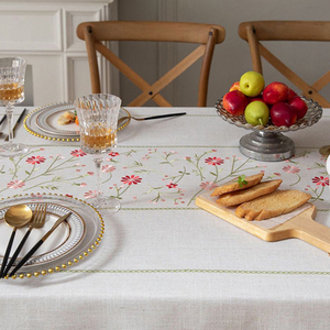 Boho crochet salle à manger nappe moderne mode glands décoratifs faits à la main 100% lin - Product Image 4