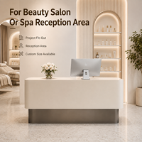 Nouveau comptoir de réception de salon de beauté moderne et luxueux, couleur et taille personnalisées, usage commercial, logo personnalisé