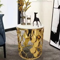 Table d'appoint moderne dorée Table d'appoint ronde noire en acier inoxydable pour canapé, verre et métal, pour meubles de salon, maison et hôtel