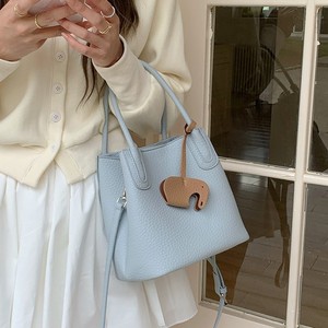Korean Style Tote Bag Fog Blue Horizontal <b>Square</b> Magnetic Buckle Zippered Pocket Everyday Outfits Spring 2025 - Product Image 1