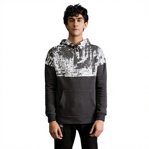 OEM Two Tone Hooded Sweatshirt <b>Men</b> Acid Wash Style Print Drawstring Pullover Wholesale Price Custom Made By Twin <b>City</b> - Product Image 1