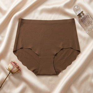 Women Seamless Ice <b>Silk</b> Underpants High Waist Invisible Plus Size <b>Panties</b> Scalloped Edge No Trace Sports Yoga Ladies Briefs - Product Image 3