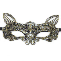 Masque de mascarade amusant en dentelle métallique pour femmes Costume de fête vénitien Halloween carnaval adapté pour adultes or doux