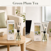 Diffuseur de parfum en roseau Thé aux Prunes Vertes, Coffret Cadeau 200ml, Huile Essentielle, Aromathérapie, Parfum d'Intérieur, Cadeau de Mariage, Senteur Naturelle