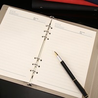Carnet de notes A5 de luxe personnalisé avec logo, classeur à 3 anneaux en PU, coffret cadeau, papeterie promotionnelle de bureau, agenda rechargeable