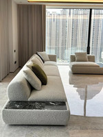 Wohnzimmer Supermoon Sofa Italienischer Lammwollstoff Modernes Sofa Minimalistisches Dreisitzer-Ecksofa Gerades Sofa