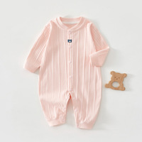 Combinaison bébé unisexe Kaka Bear en coton pur tricoté, imperméable, respirante, anti-plis, lavable, longueur cheville, fermeture à boutons-pression