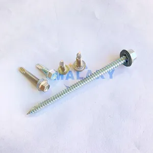 MALAXY Self Drilling Screws M12 Hexagon Hex Flange Rubber Washer Head Metal SS316 Stainless Steel Self Tapping Drilling Screws