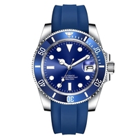 Nouvelle Montre Mécanique Automatique avec Mouvement seiko NH35, Bracelets en Caoutchouc Silicone, Logo Personnalisé, Verre Saphir et Boîtier 40mm Style Submariner