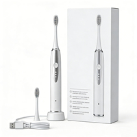 Brosse à dents électrique sonique en gros 31200 pulsations/min, 3 vitesses, étanche IPX7, longue autonomie, kit de 2 têtes de rechange pour voyage et hôtel
