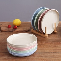 Assiette en Paille de Blé Biodégradable, Vaisselle en Fibre de Paille de Blé, Assiette à Fruits, Options Multicolores, Plats et Assiettes Lavables au Lave-Vaisselle