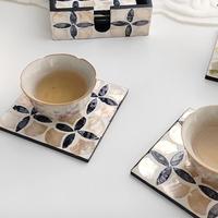 Sous-verre isolant coloré en forme de cercle, style nordique, motif floral, pour théière et tasses, anti-brûlure, pour table, pour snacks et articles divers, transfrontalier