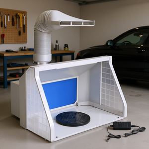 Cabine de peinture à double ventilateur D0100HETQ8V avec filtre haute efficacité, éclairage LED, 110V 120V, station de peinture pour l'entretien automobile - Product Image 2