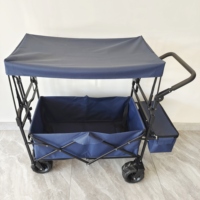 Chariot à roues pliable en acier avec larges roues en PU, chariot de plage pliable pour l'extérieur, chariot de plateforme pratique pour le stockage et les courses