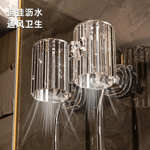 Suction Cup Wall Mounted Toothbrush Holder Transparent Silver Set No Drilling Required Bathroom Storage Rack - Product Image 2