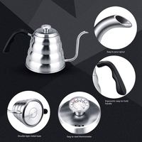 Bouilloire à café à bec de cygne en acier inoxydable 1200 ml, écologique, moderne, pour café filtre, avec thermomètre, finition miroir argentée