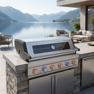 Quemador Trasero Infrarrojo Premium Moderno de 7 Quemadores, <span class=keywords><strong>Cocina</strong></span> Exterior de Acero Inoxidable, Parrilla <span class=keywords><strong>para</strong></span> Asar, Perilla LED, Luz Halógena, Tapa de Vidrio - Product Image 1
