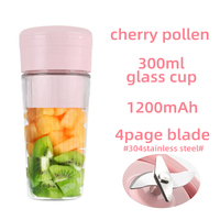 Blender électrique portable mini 380 ml à 4 lames, rechargeable par USB, bouteille d'eau, mixeur de fruits pour les voyages