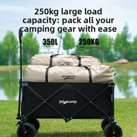 Chariot de camping pliable robuste avec roues larges amortissantes, chariot de camping extérieur en tissu Oxford, chariot pliable pour la plage