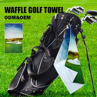 Serviette de golf personnalisée avec logo, différentes formes, serviette de golf en tissu gaufré, mini-serviette de golf, serviette de nettoyage de balles de golf avec crochet
