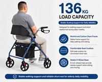 Déambulateur à roulettes Simplywalk réglable en hauteur avec siège, sac de courses et freins pour personnes âgées, soutien à la marche, usage quotidien