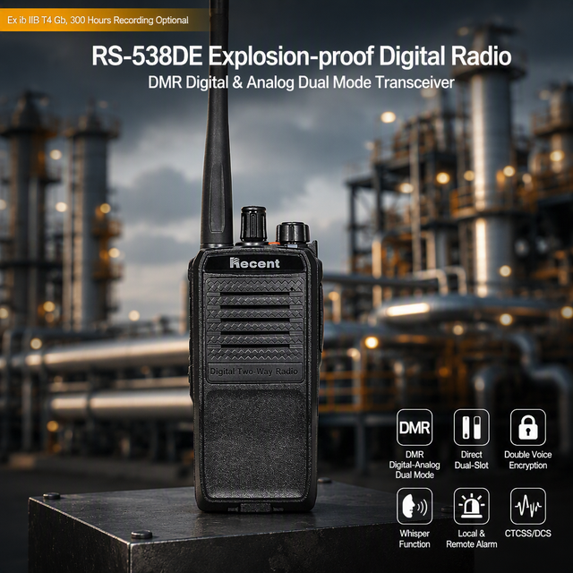 RS-538DE DMR Handheld Walkie Talkie TDMA Dual-Slot ETSI Standard Emergency Alarm Whisper Mode Industrial Warehouse Team