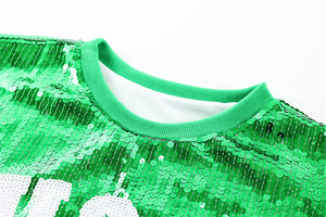 Custom Wholesale Stock Game Day <strong>Party</strong> Dress St Festival Crew Neck Clover Lucky St Patricks Day Sequin <strong>Shirts</strong> - Product Image 4
