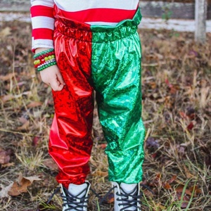 Wholesale Ruffle Hem Flared Waist Thin Knitted Spring Autumn Winter Waterproof <b>Christmas</b> Left Leg Red+green Right Leg Baby <b>Girl</b> - Product Image 2