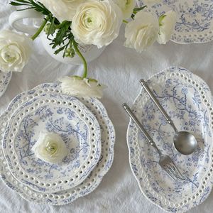 Platos de Porcelana Coreanos Hechos a Mano con Diseño Floral Romántico, Marca Lelyi - Product Image 6