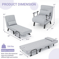 Canapé-lit pliant convertible, fauteuil inclinable de détente, lit simple, chaise longue avec coussins pour bureau et salon