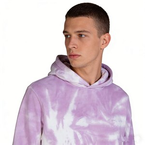 Sweat à capuche pour homme à bas prix avec logo imprimé, technique de teinture tie-dye et mélange de tissus, 100% coton, molleton et tissu éponge français, vêtements pour homme - Product Image 6