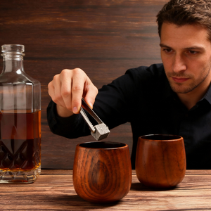 공장 자체 브랜드 패션드 오크 위스키 텀블러 음료용 나무 위스키 컵 목재 컵 숯불에 구운 나무 위스키 잔 남성용 선물 - Product Image 6