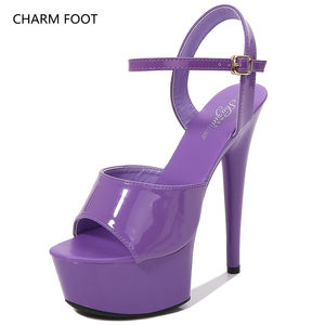 Catwalk-zapatos de tacón alto con plataforma para mujer, calzado sexy de 15cm, color negro - Product Image 5