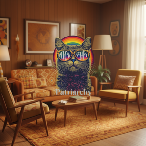 T-shirt a maniche lunghe con gatto arcobaleno retrò, maglietta vintage con scritta femminista - Product Image 3