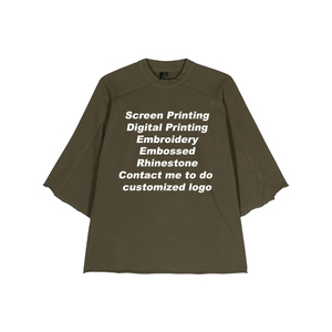 เสื้อยืดฟุตบอลผู้ชายแบบครอป 200gsm ลายวินเทจ ทรงโอเวอร์ไซส์ ทรงบ็อกซี่ ผ้าฝ้ายถัก 100% ไหล่ตก พิมพ์ลายตัวอักษร - Product Image 5