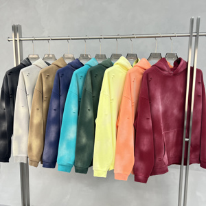 เสื้อฮู้ดดี้สไตล์วินเทจทรงโอเวอร์ไซส์ลายกราฟิก<span class=keywords><strong>ฮิ</strong></span><span class=keywords><strong>ป</strong></span><span class=keywords><strong>ฮ</strong></span>อ<span class=keywords><strong>ป</strong></span>สำหรับผู้ชาย ยี่ห้อ Monkey Wash แต่งดีเทลขาดๆ พร้อมซับในขนเฟลซอุ่นๆ สวมใส่สบายๆ - Product Image 1