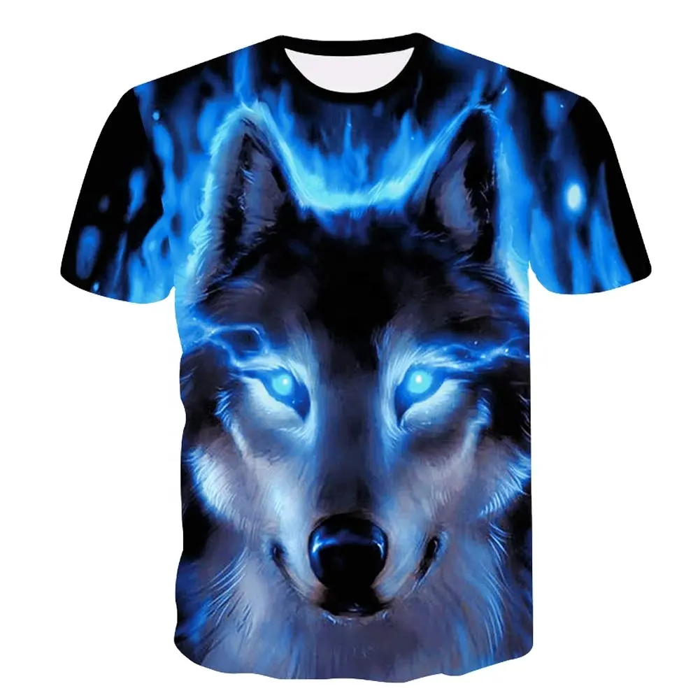 3D Graphic wolf T-Shirts for Men Funny Printed Short Sleeve Tee Shirts