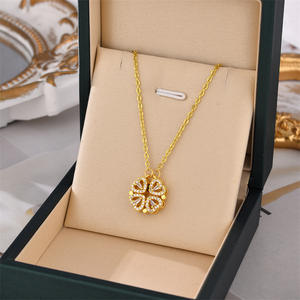 Collar con colgante de múltiples opciones de circón de perla de acero inoxidable dorado llamativo al por mayor, collar con colgante sin deslustre para mujer - Product Image 6