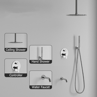 Système de douche mural dissimulé avec fonctions eau froide et chaude, bonnes finitions, douche pluie et douchette à main