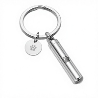 Porte-clés personnalisé en forme de cylindre pour cendres d'animaux, urne commémorative, bijou souvenir en acier inoxydable avec griffe pour chien et chat