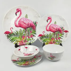 Set Van 4 Custom Print Groothandel Plastic Melamine Servies Sets