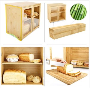 Boîte à pain en bambou double couche avec fenêtre en verre acrylique pour le rangement de cuisine - Product Image 3
