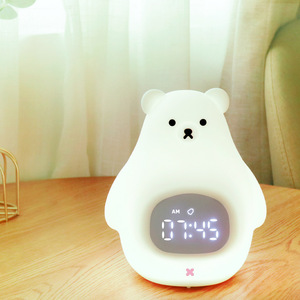 Cute White Bear Silicone Night Light With <b>Touch</b> Alarm Clock USB Rechargeable Sleeping <b>Lamp</b> For Kids Nursery Bedroom - Product Image 2