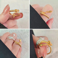 Bague ouverte de luxe léger KABA Jewelry Dragon du Univers à queue oscillante et à rotation