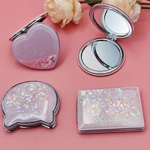 Luxury Private Label Bling Makeup <b>Mirror</b> Wholesale Hand Held Cosmetic Make up <b>Mirror</b> Double Sided Pocket Heart Compact <b>Mirror</b> - Product Image 5