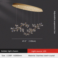 Lustre en cristal à branches ovales, hauteur réglable, éclairage de restaurant de luxe, grand design floral MD92497