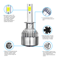 Faros Delanteros LED para Automóvil PLIHAS C6, 36 W, 8000 LM, Bombillas COB para Faros Delanteros de Automóvil H1/H3/H4/H7/H11/880/9004-9007, Luces Antiniebla, CC 12-24 V